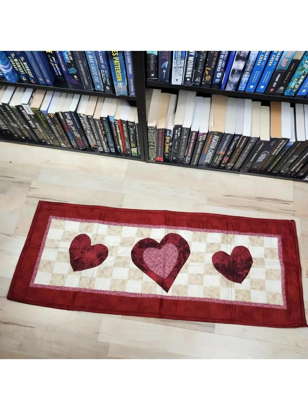 Heart Patterned Red Table Runner